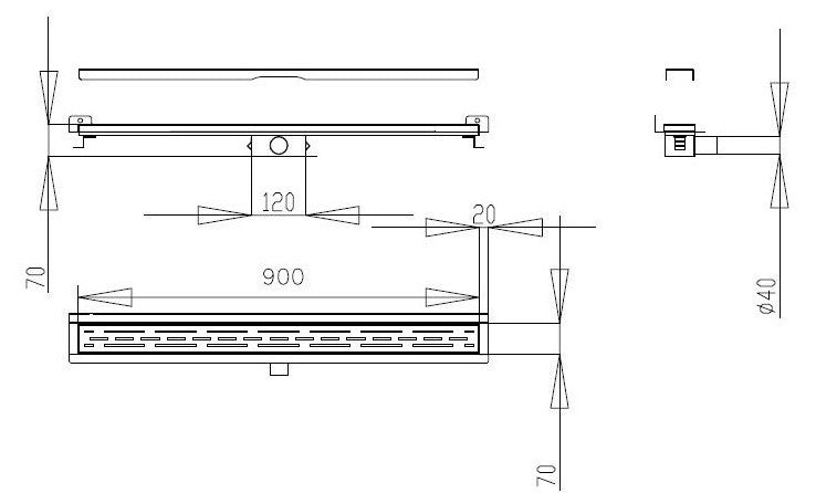Best-Design Nice douchegoot met muurflens 90 cm