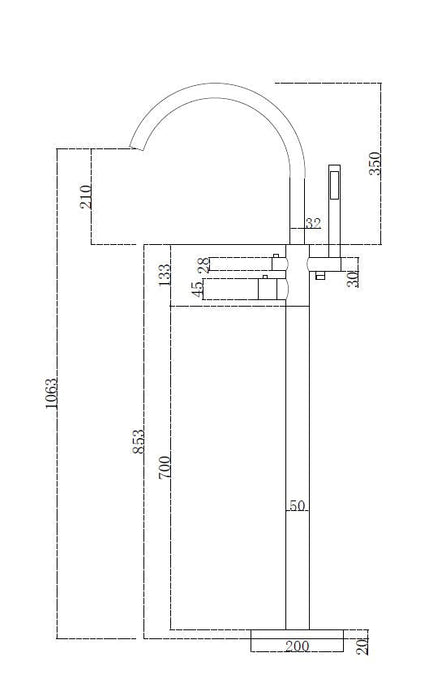 Best-Design Importa vrijstaande thermostatische badkraan H=120 cm