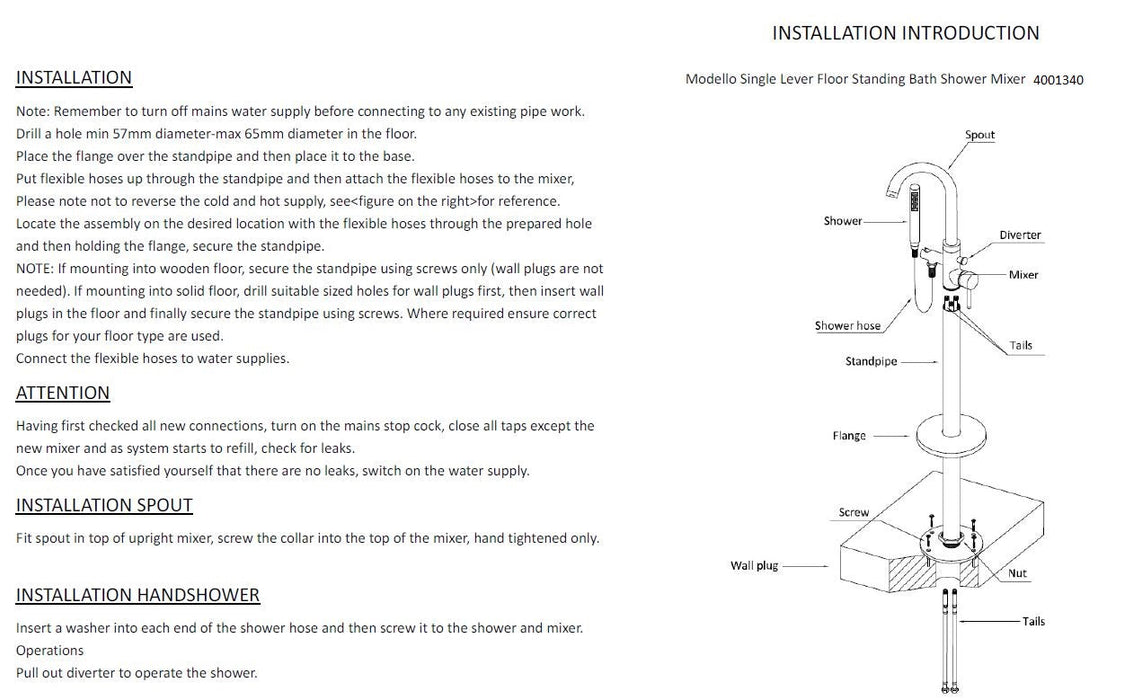 Best-Design Importa vrijstaande thermostatische badkraan H=120 cm