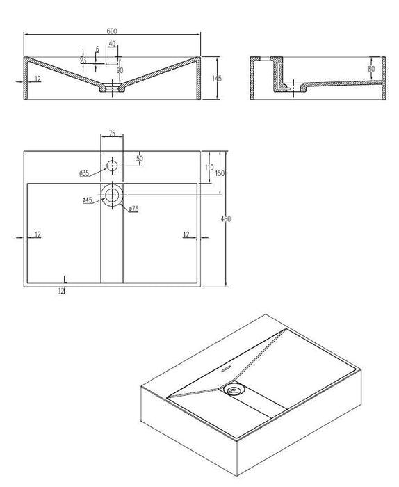 Best-Design Oasis wastafel Just-Solid 60x45x14,5cm