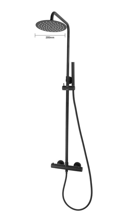 Best-Design Black-Pary-200 thermostatische regendouche-opbouwset Nero Mat-Zwart