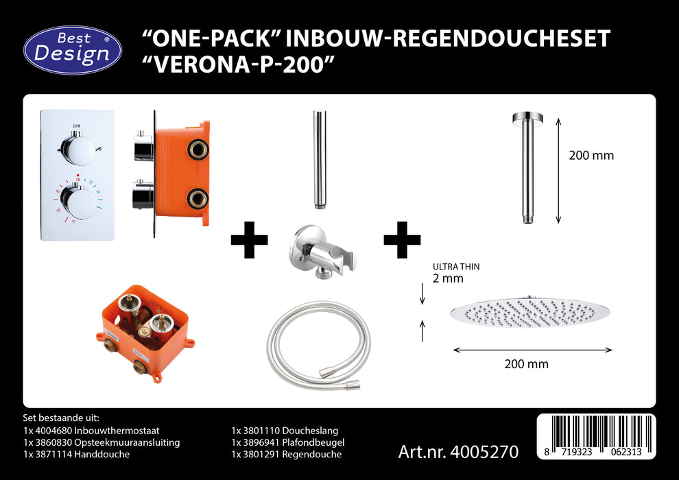 Best-Design One-Pack inbouw-regendoucheset Verona-P-200