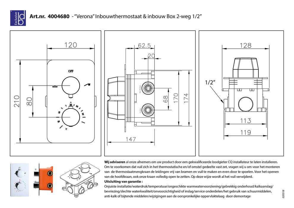 Best-Design One-Pack inbouw-regendoucheset Verona-M-300