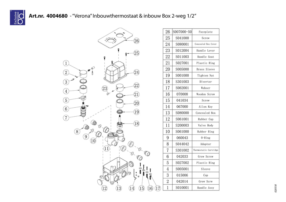 Best-Design One-Pack inbouw-regendoucheset Verona-M-300