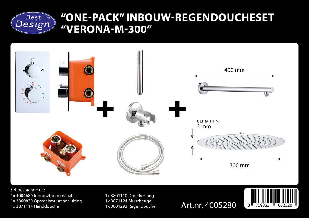 Best-Design One-Pack inbouw-regendoucheset Verona-M-300