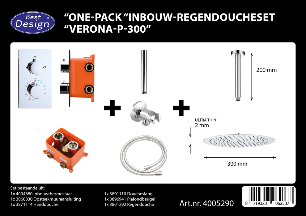 Best-Design One-Pack inbouw-regendoucheset Verona-P-300