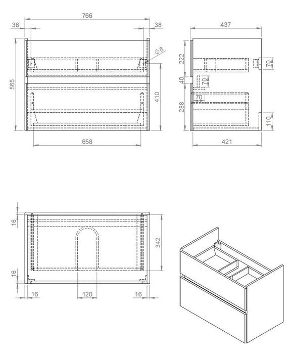 Best-Design Quick-Greeploos meubel onderkast + wastafel 80 cm Glans-Wit