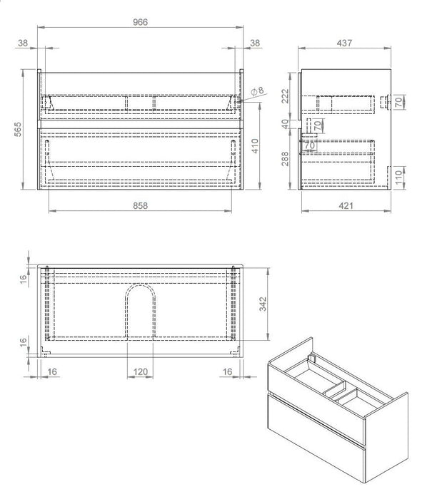 Best-Design Quick-Greeploos meubel onderkast + wastafel 100 cm Glans-Wit