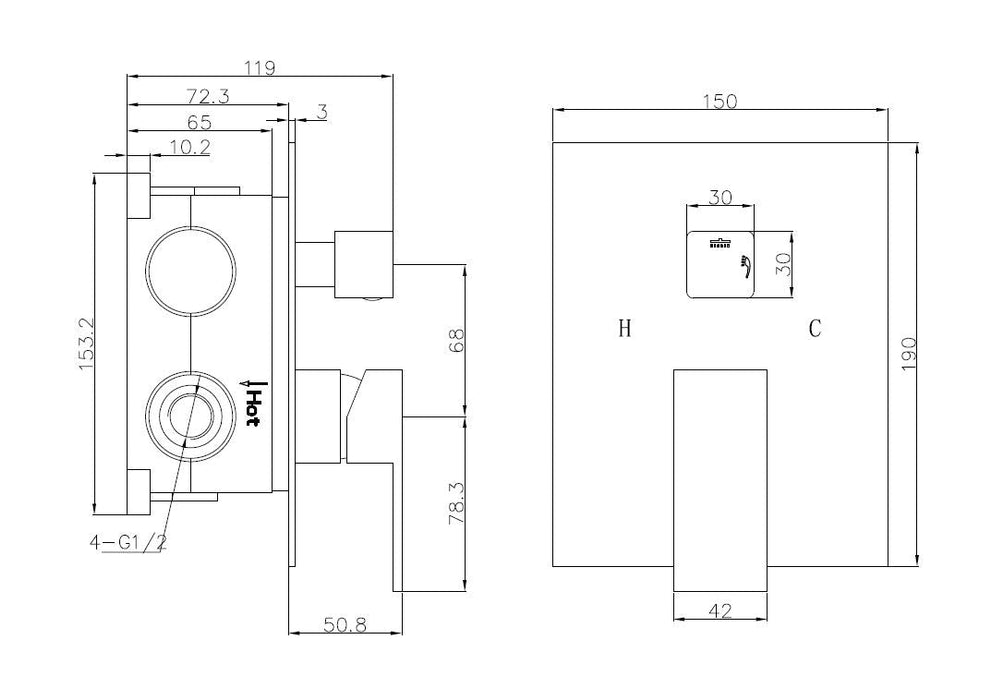 Best-Design Monte inbouw douchemengkraan + omstel 2 functies incl.Inb box