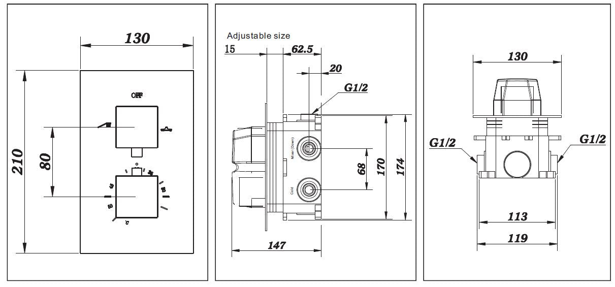 Best-Design One pack inbouw-regendoucheset & Inb.box Piazza vierkant M-200x200