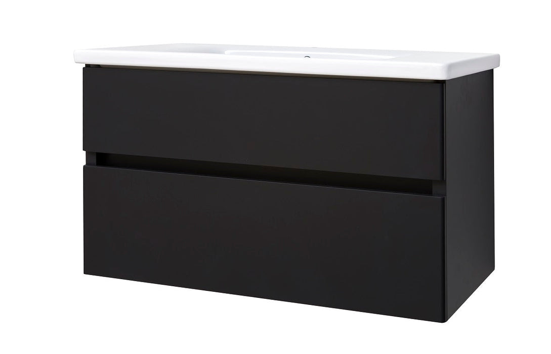 Best-Design Quick-Black-Greeploos meubel onderkast + wastafel 100 cm Mat-Zwart