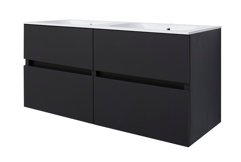 Best-Design Bora-Black-Greeploos meubel onderkast 4 laden zonder wastafel 120 cm Mat-Zwart