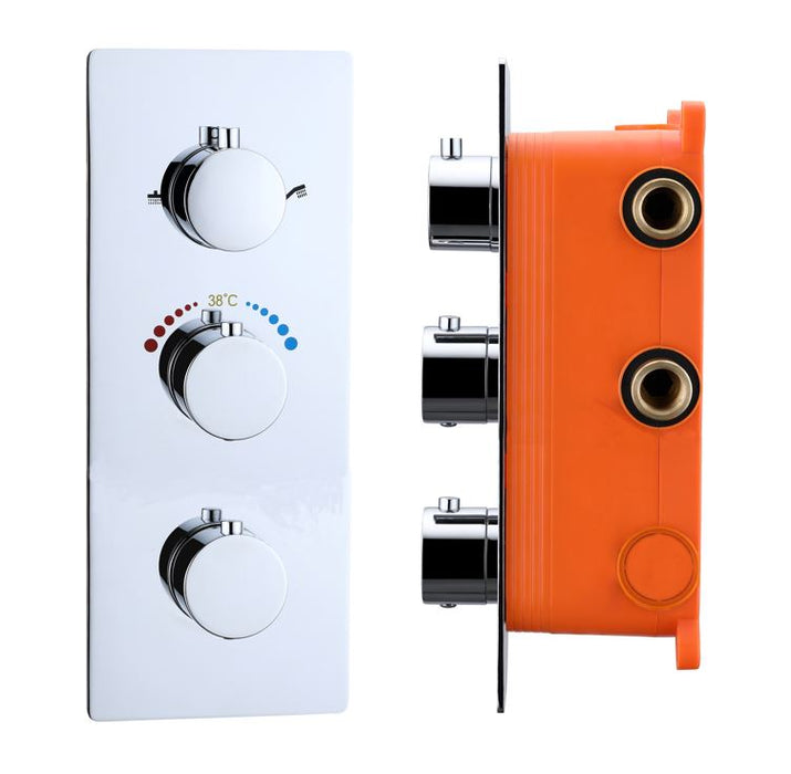 Best-Design Magna inbouw thermostaat & Inb.box 3 weg 1/2 ronde knoppen