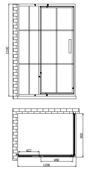 Best-Design Douchecabine Zwart Zeplin-1200 met nisdeur 1200x900x2100x8mm