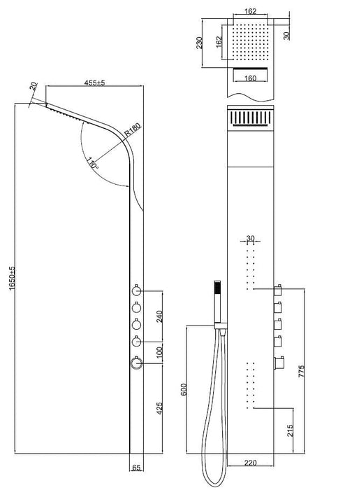 Best-Design Bridel RVS douchepaneel 1600x220 mm
