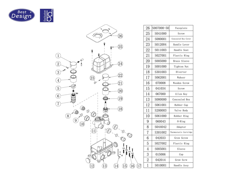 Best-Design One-Pack inbouw-regendoucheset Moya-M-300