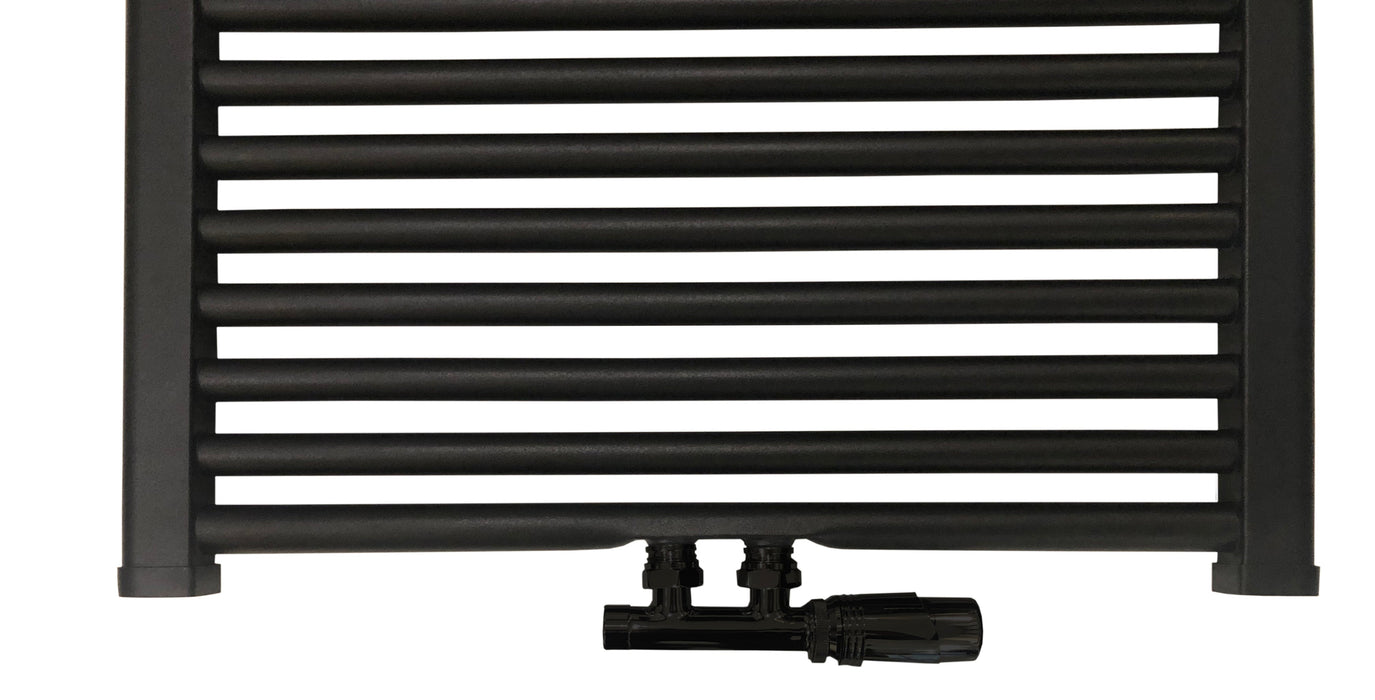 Best-Design Nero-Luxe radiator-aansluitset Midden onder Haaks universeel Mat-Zwart (DS-ROOD)