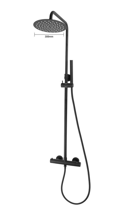Best-Design Black-Pary-300 thermostatische regendouche-opbouwset Nero Mat-Zwart
