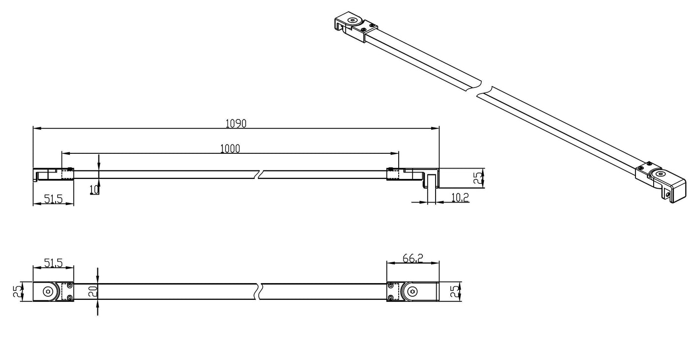 Best-Design Muur-Stabilisatie-Stang Zwart 1090 mm voor For-You