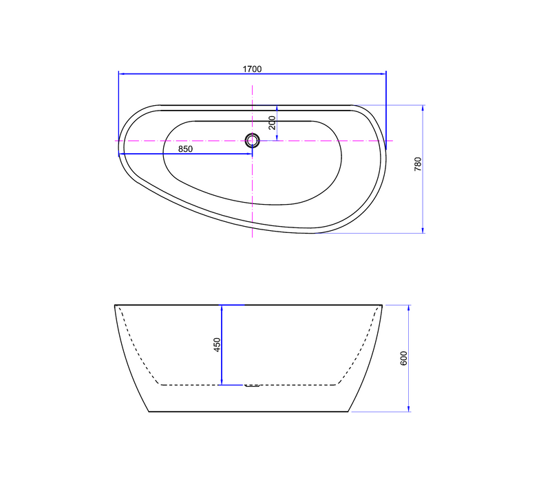 Best-Design Monday-Mat-Wit vrijstaand bad 170x78x60 cm