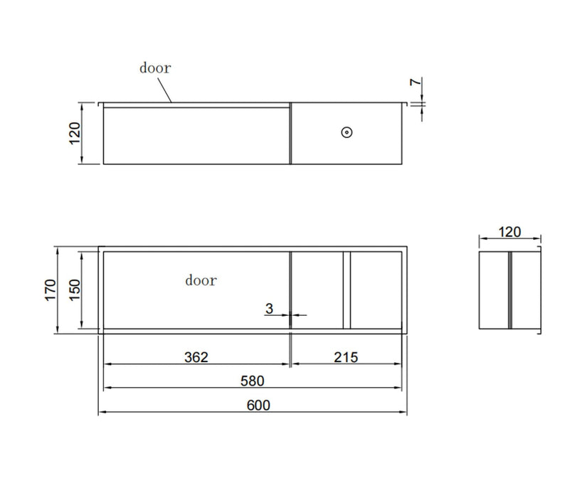 Best-Design Nero Zione inbouw-closetrolhouder incl. deur 60x17x12 cm Mat-zwart