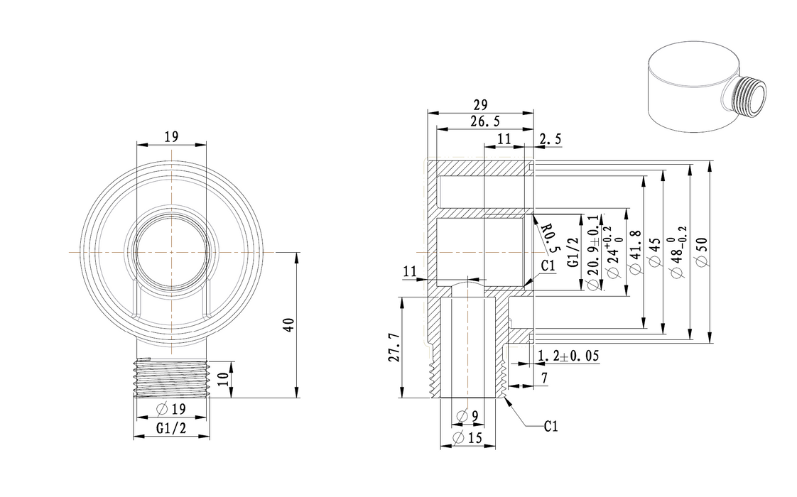 Best-Design White Reend opbouw muuraansluiting mat-wit