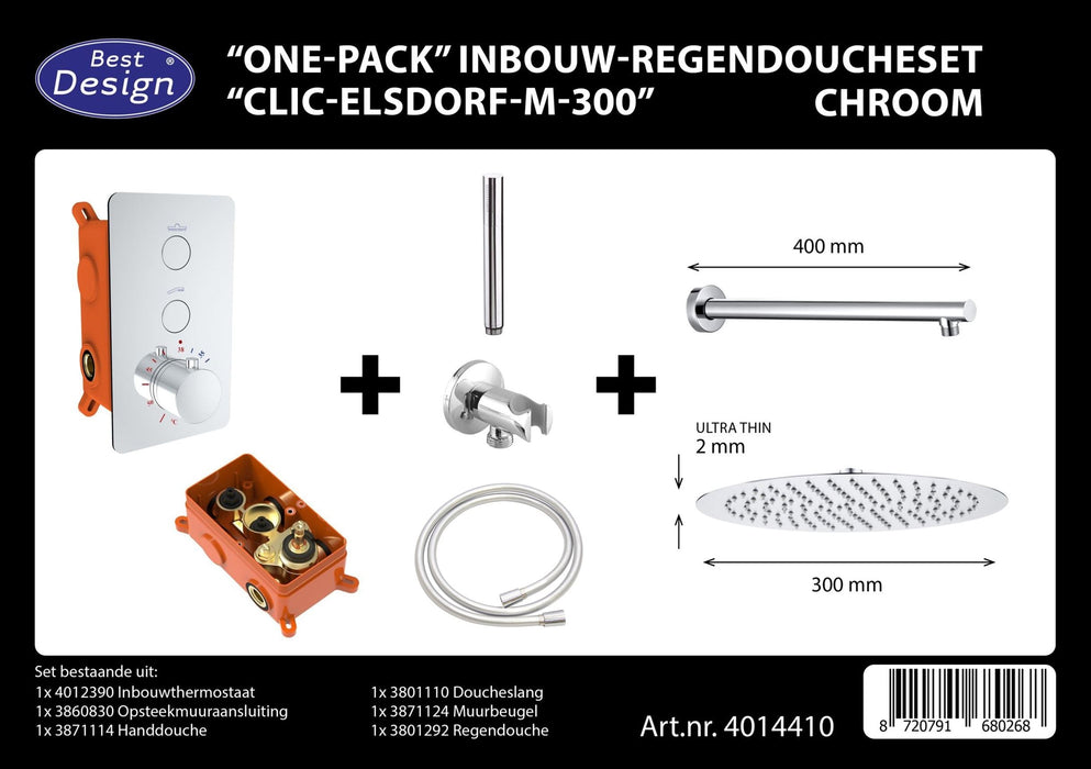 Best-Design One-Pack inbouw-regendoucheset Clic-Elsdorf-M-300