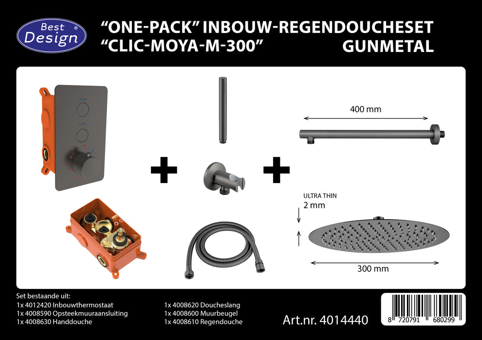 Best-Design One-Pack inbouw-regendoucheset Clic-Moya-M-300