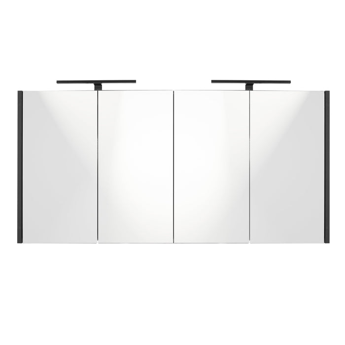 Best-Design Happy-Black MDF spiegelkast + 2 x verlichting 120x60cm