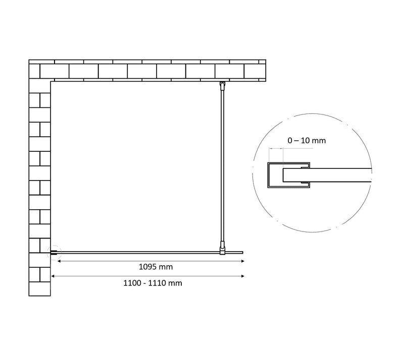 Best-Design Dalis-1100-Chroom inloopdouche NANO 8mm glas