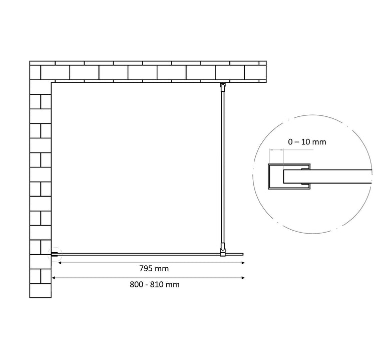 Best-Design Dalis-800-Nero inloopdouche NANO 8mm glas mat-zwart