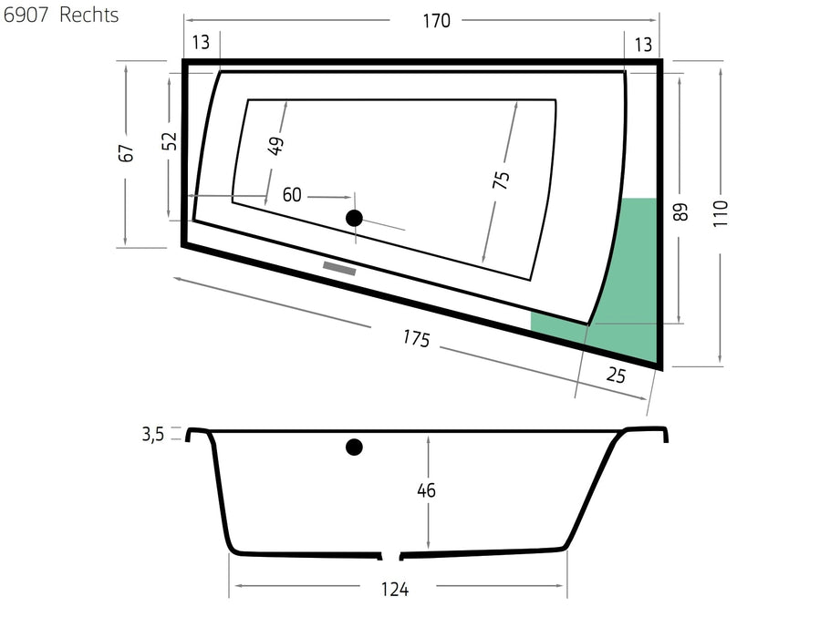 Palau Rechts  170x110  wit