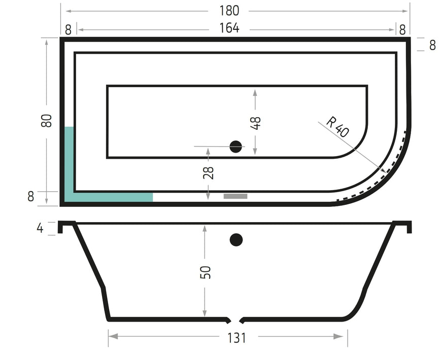 Principe Links  180x80  antraciet