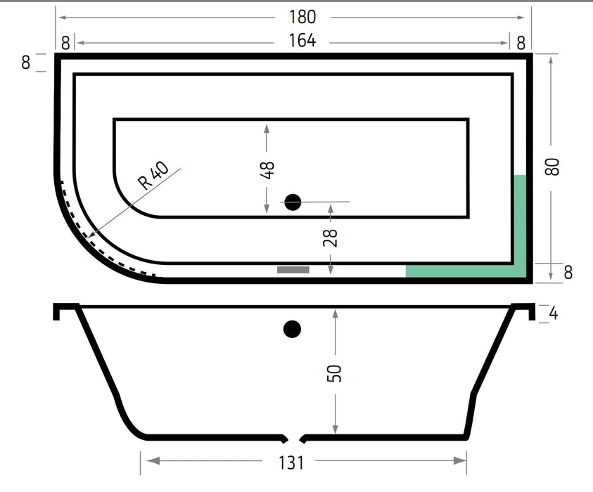 Principe Rechts  180x80  klei