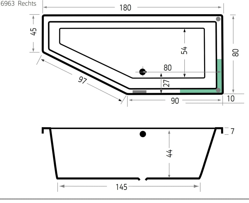 Society Compact Rechts  180x80  pergamon