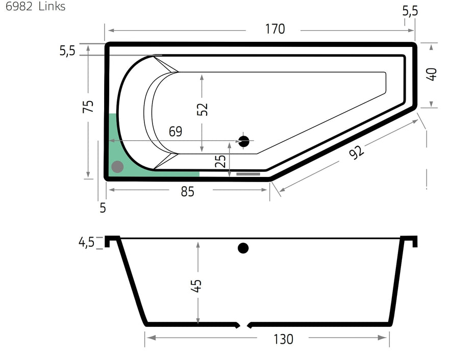 Lagoon Compact Links  170x75  antraciet