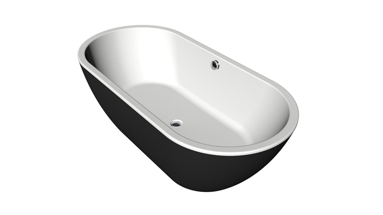 Rens  190x90x60  Bicolor wit/ebony met afvoer/overloopcombinatie goud geborsteld