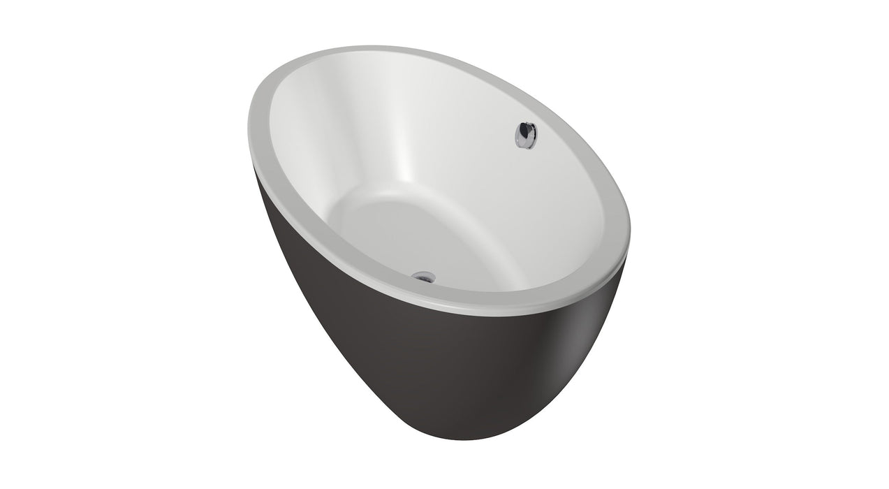 Britt 190x94  Bicolor wit/antraciet met afvoer/overloopcombi  grafiet