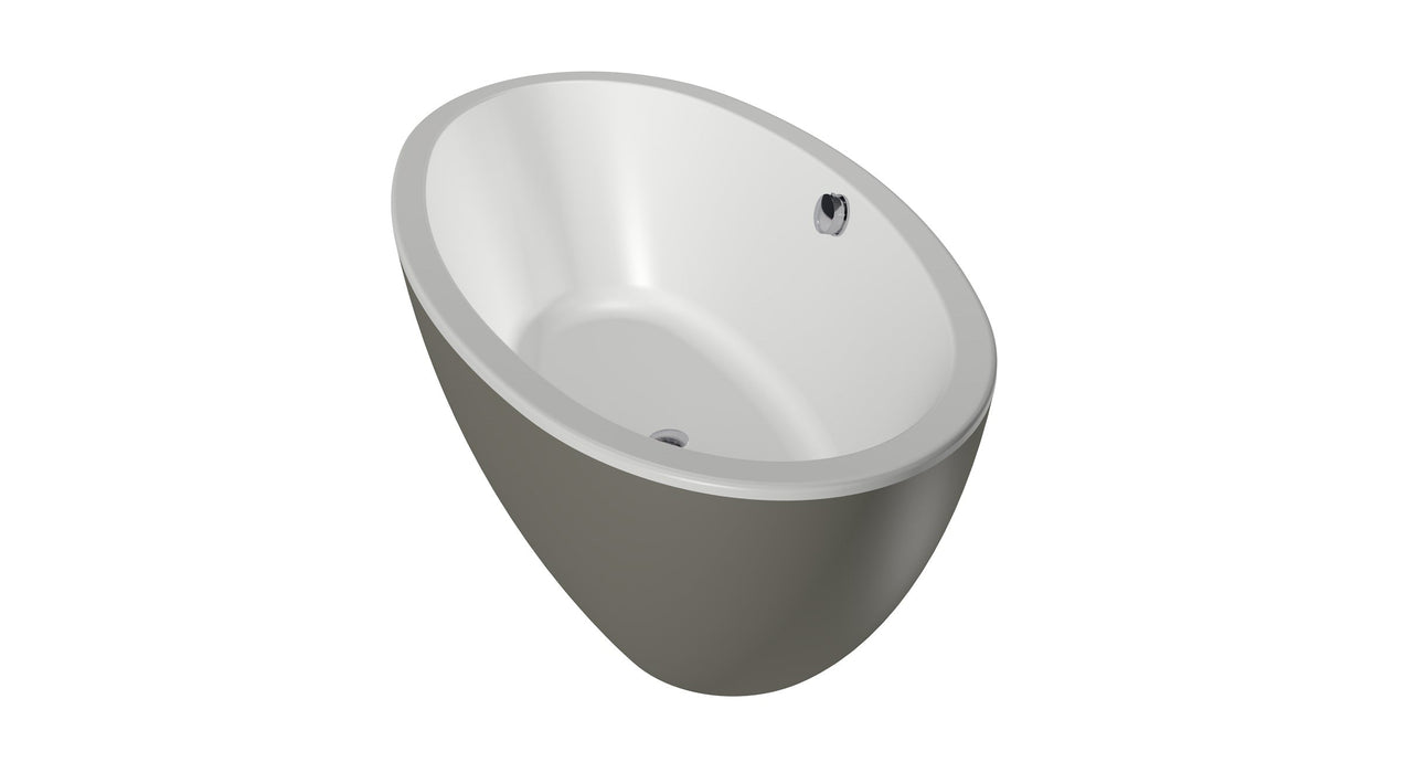 Britt 190x94x60  Bicolor wit/cement met afvoer/overloopcombinatie grafiet geborsteld