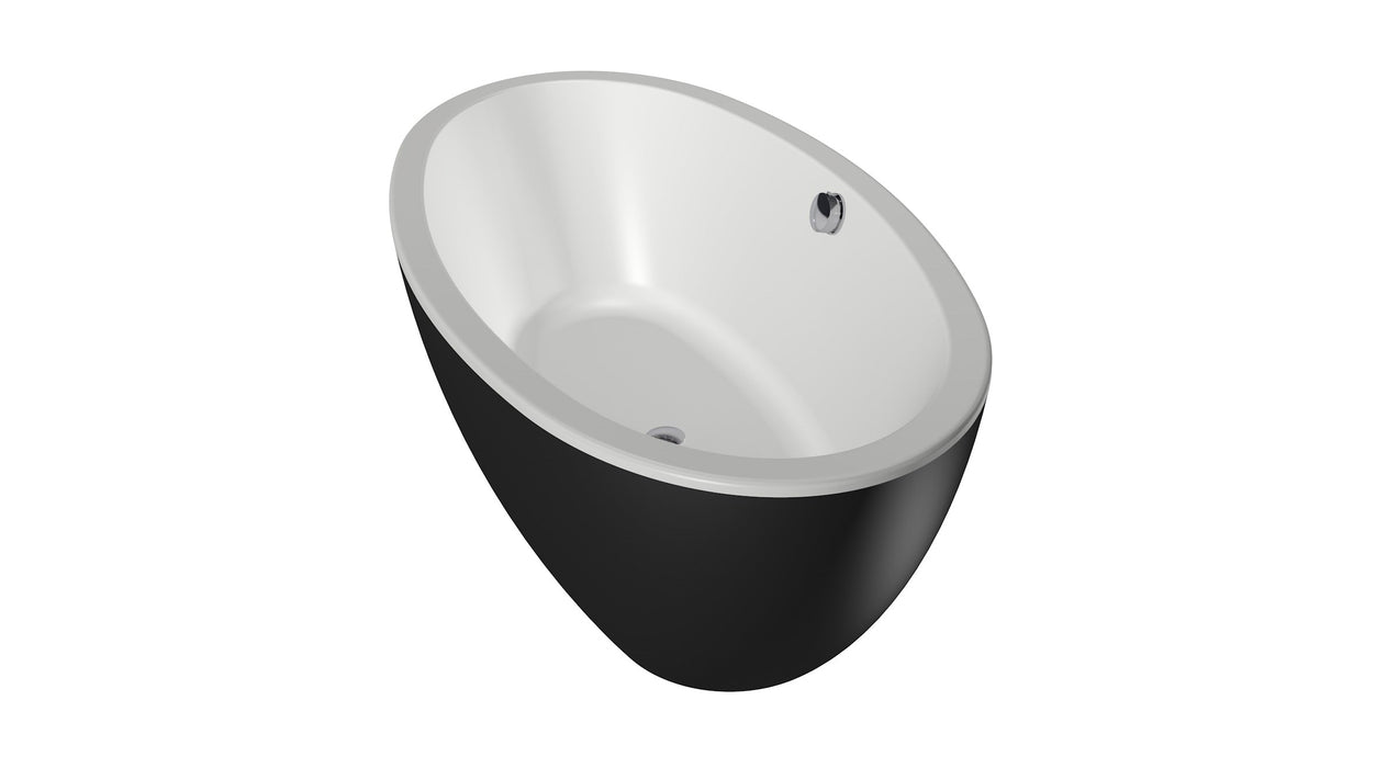 Britt 190x94x60  Bicolor wit/ebony met afvoer/overloopcombinatie inox