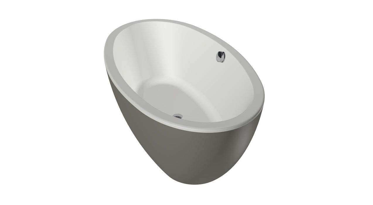 Britt 190x94x60  Bicolor edelweiss/cement met afvoer/overloopcombinatie wit glans