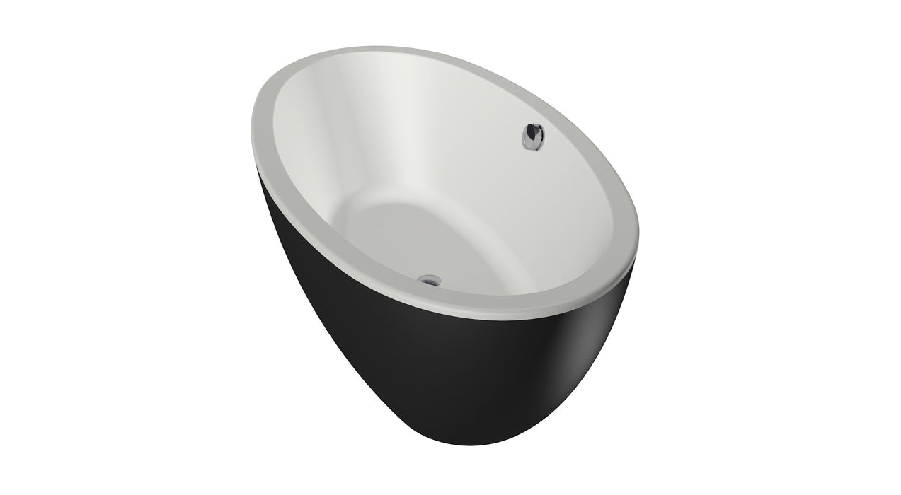 Britt 190x94x60  Bicolor edelweiss/ebony met afvoer/overloopcombinatie chroom