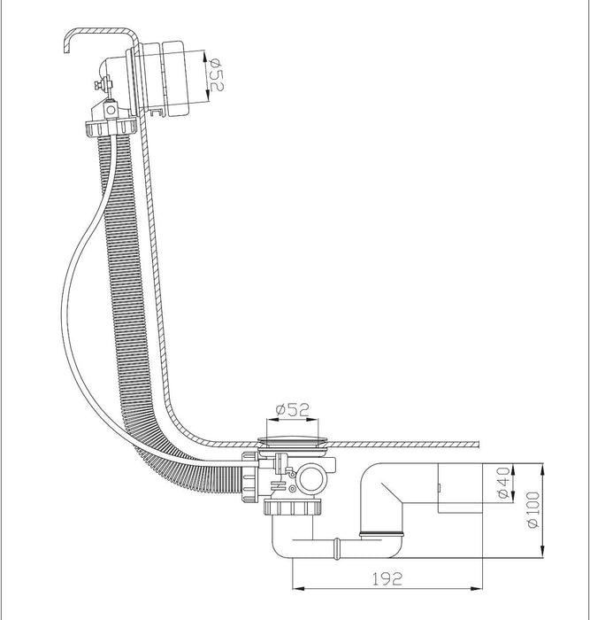 Badafvoer/vulcombi t.b.v. vrijstaand bad (70..)  wit glans (losse verkoop)