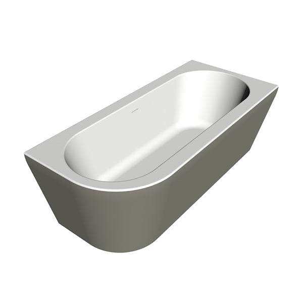 Charley Rechts  180x80x60 Bicolor wit/cement met sleuf overloop, waste inox