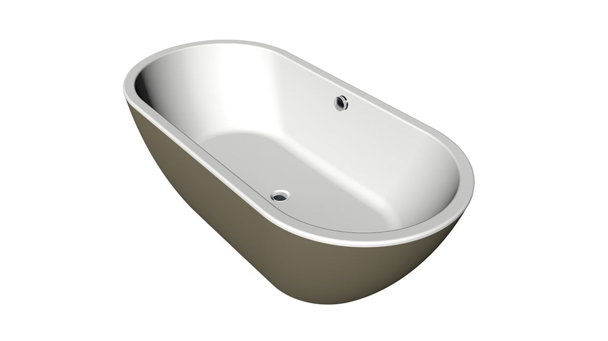 Rens XS  155x75x60  Bicolor wit/klei met afvoer/overloopcombinatie goud geborsteld