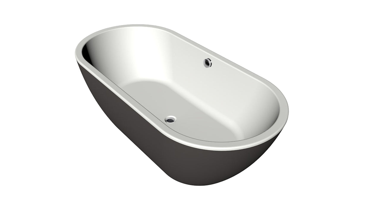 Rens XS  155x75  Bicolor edelweiss/antraciet met afvoer/overloopcombi goud geborsteld