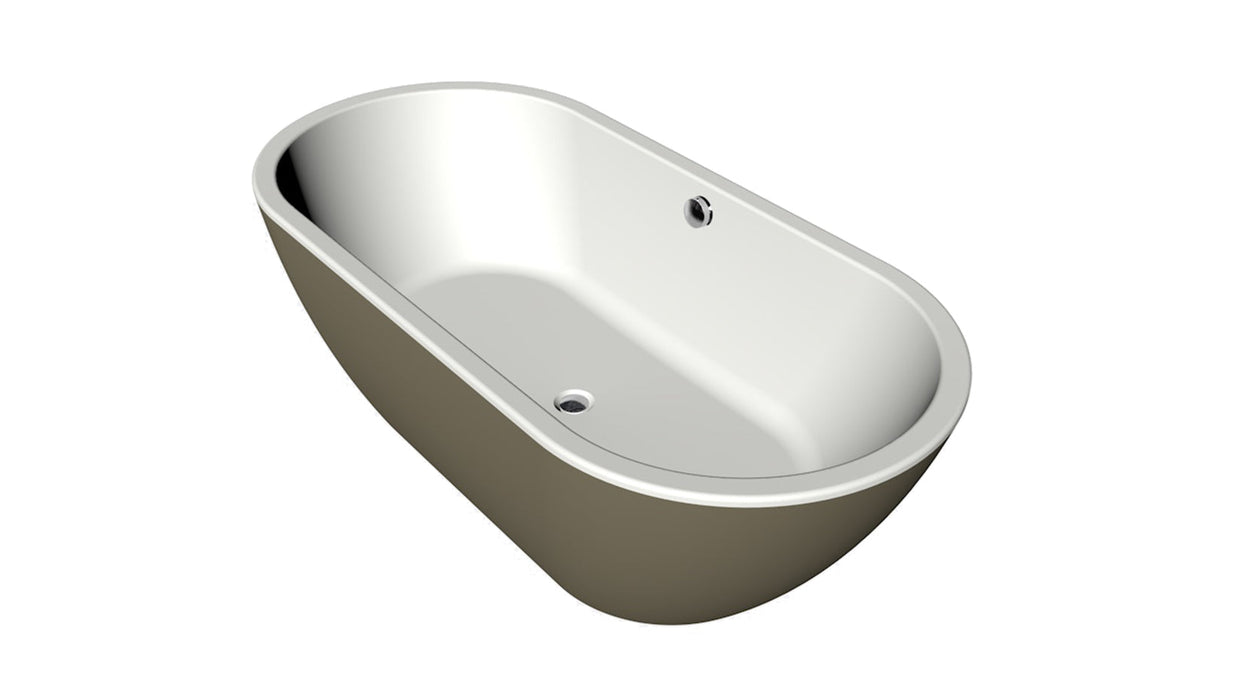 Rens XS  155x75x60  Bicolor edelweiss/klei met afvoer/overloopcombinatie goud geborsteld