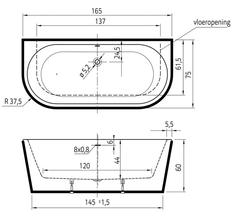 Charley XS  165x75 Bicolor edelweiss/cement incl. 7006 badvulcombi  grafiet