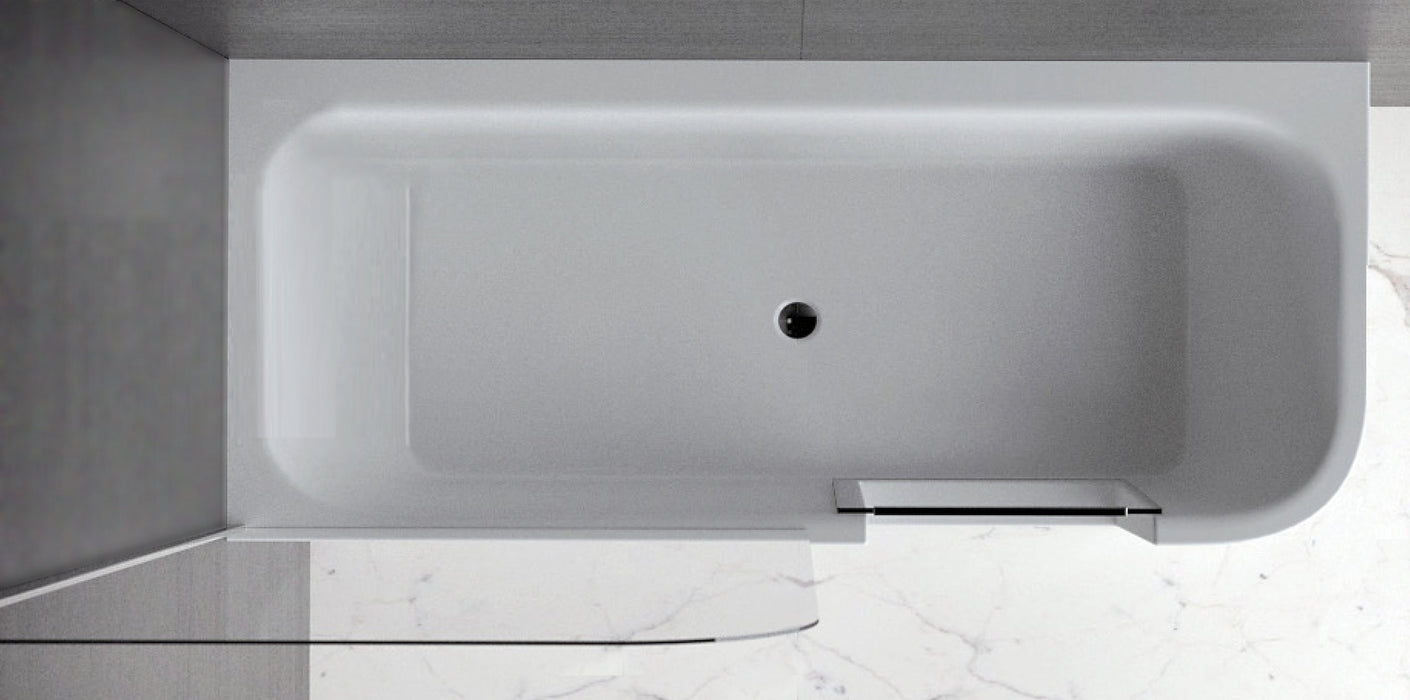 GO! inloop douchebad 180 x 80 cm Links wit incl. douchescherm, sleuf overloop waste in mat zwart