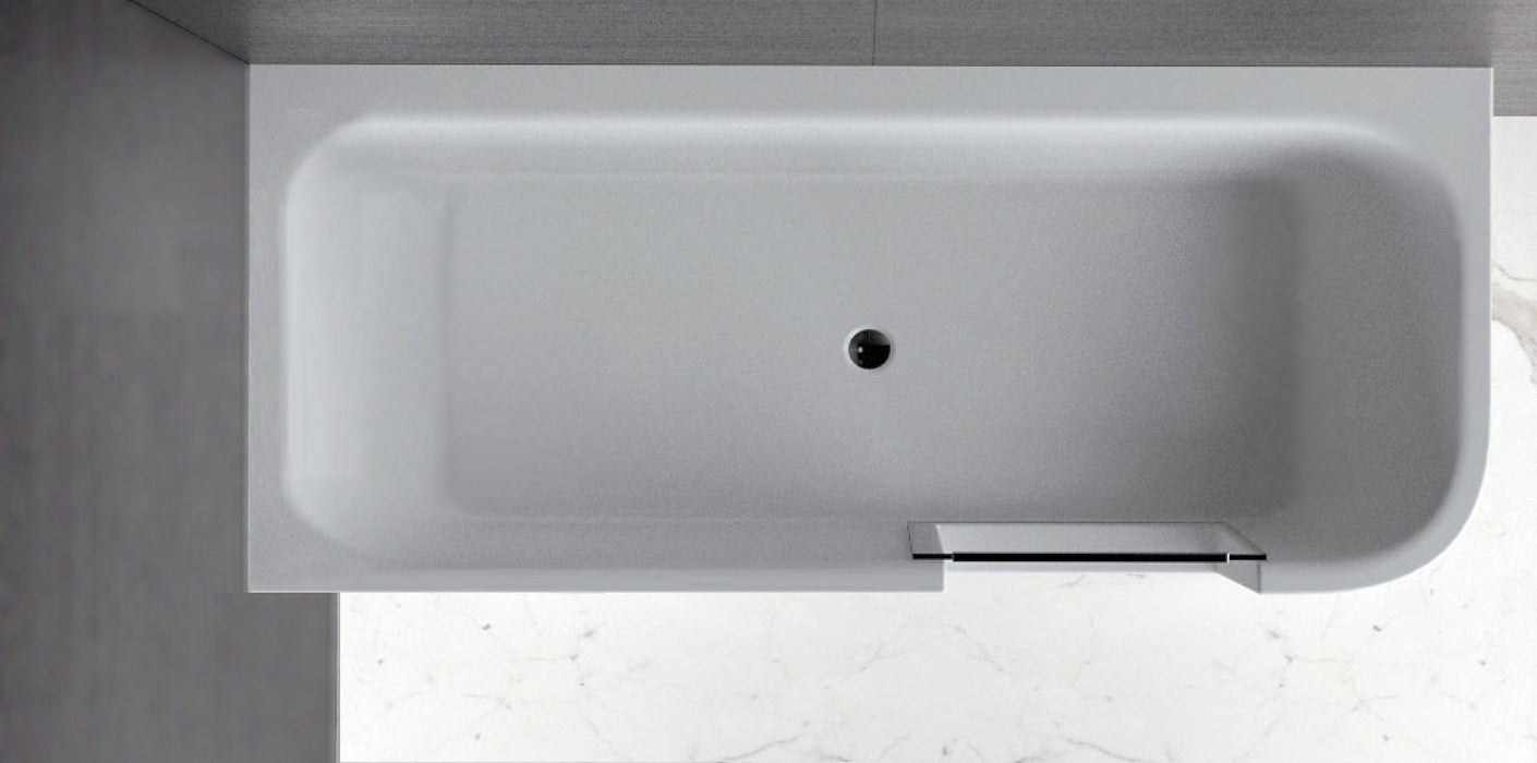 GO! inloop douchebad 180 x 80 cm Links wit, badafvoer/vulcombinatie in inox, zonder scherm